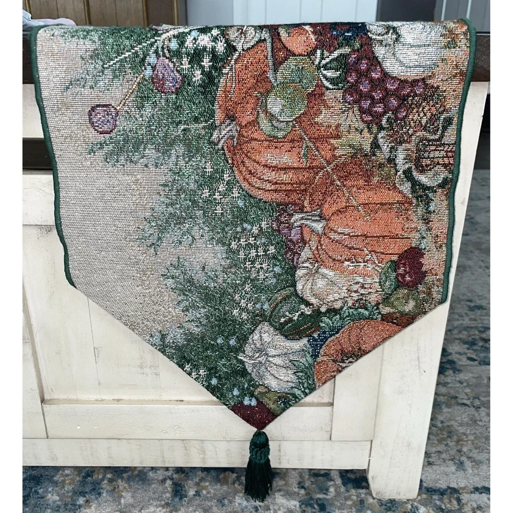 Fall Autumn Leaves,‎ Pumpkins, Table Runner Tapestry 13X72 Thanksgiving